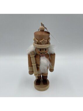 Christian Ulbricht Mini Nutcracker Santa Ornament 4" Natural Wood